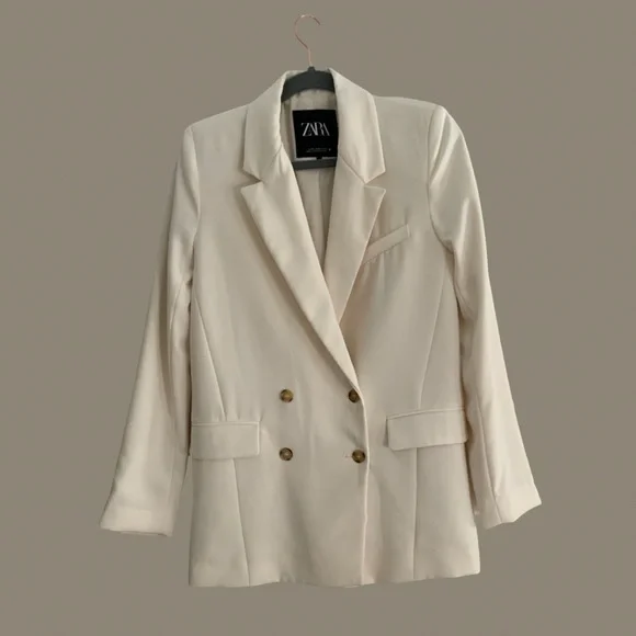 Zara Blazer Ivory Double Breasted - Picture 4 of 12